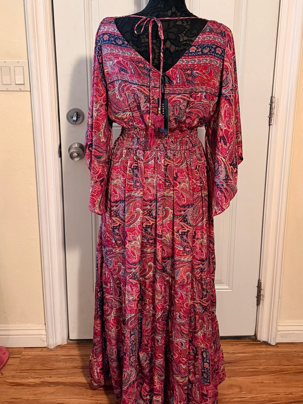 NWT KARMA HIGHWAY Boho Paisley Maxi Dress - Pink